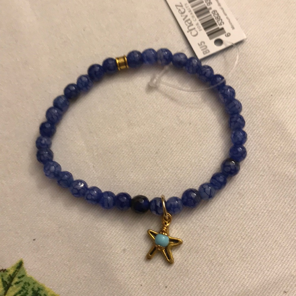 Blue beaded bracelet with starfish